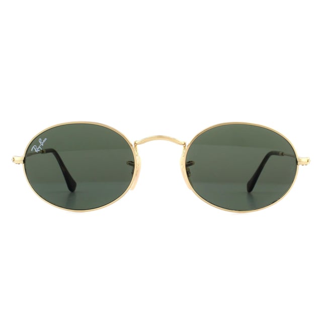 Ray-Ban Sunglasses Oval 3547N 001 Gold Green G-15 the classic round has been given an update with cool flat lenses and a more oval shape that John Lennon would have been proud of. Acetate temple tips and the usual Ray-Ban details complete the look..