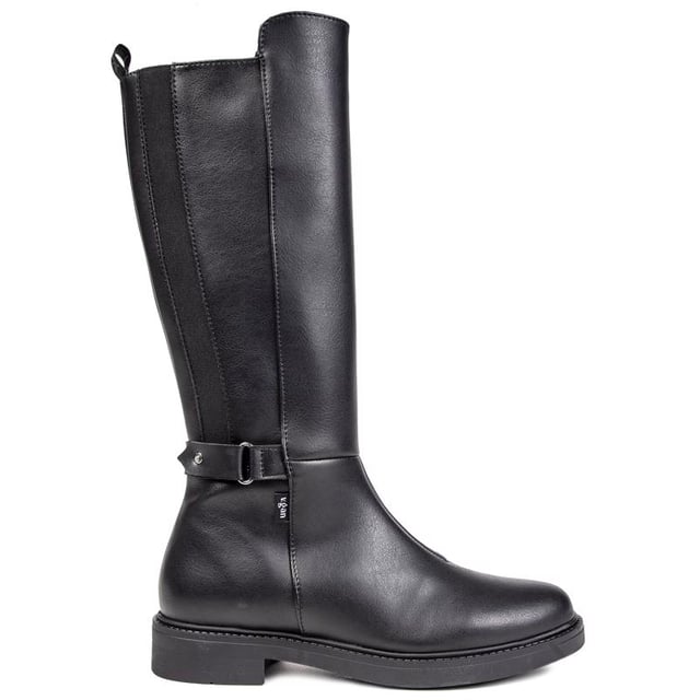 Vegan black knee high boots discount