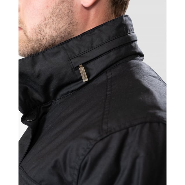 Mens Wax Jacket from the Lifestyle Collection from Barbour. The Barbour Wax Sapper is a mens wax cotton jacket. This military style jacket is made with medium weight Sylkoil wax and features corduroy on the inner collar and cuffs. With a stowaway hood and two-way front zip under a studded placket and the Barbour Wax Sapper has been designed to protect you from the elements.

Mediumweight 6oz Barbour Sylkoil wax
100% polyamide with 70g polyester wadding
Two-way front zip under studded front
Set-in sleeves and action back
Corduroy inner collar and cuffs
Stowaway hood in collar
Polyamide inner drip strip
Inner zipped pocket Inner waist draw cord