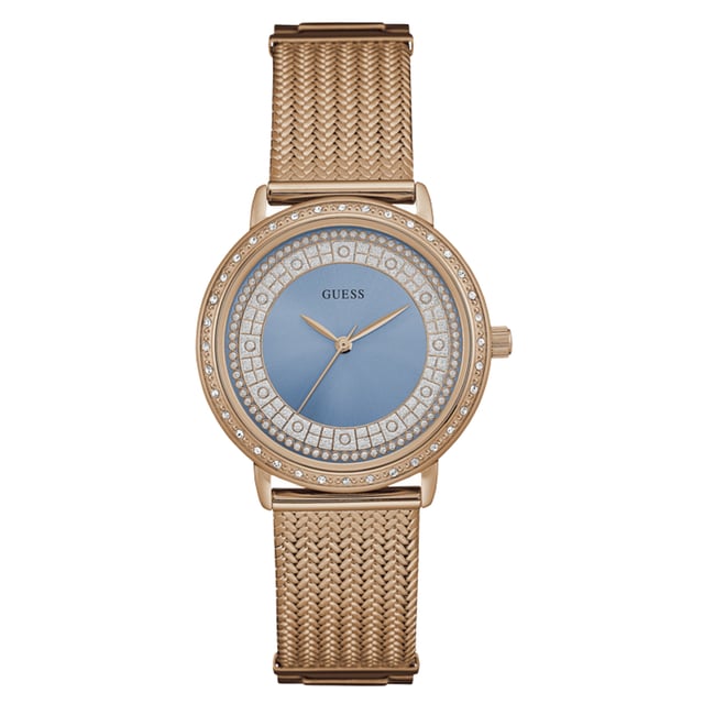 Guess W0836L1 - Herrenuhr Quarz aus Edelstahl• Material: Edelstahl• Glas: Mineral• Armband: Edelstahl• Farbe: Rosegold• Wasserbeständigkeit: 50 m (5 ATM)• Gehäusegröße: 36 mm