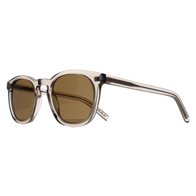 Saint Laurent Round Unisex Transparent Beige Brown SL28  Sunglasses have a reel retro feel but this look is bang up to date and very on trend. The keyhole bridge and front metal accents along with the rounded lens shape give a really must have look.