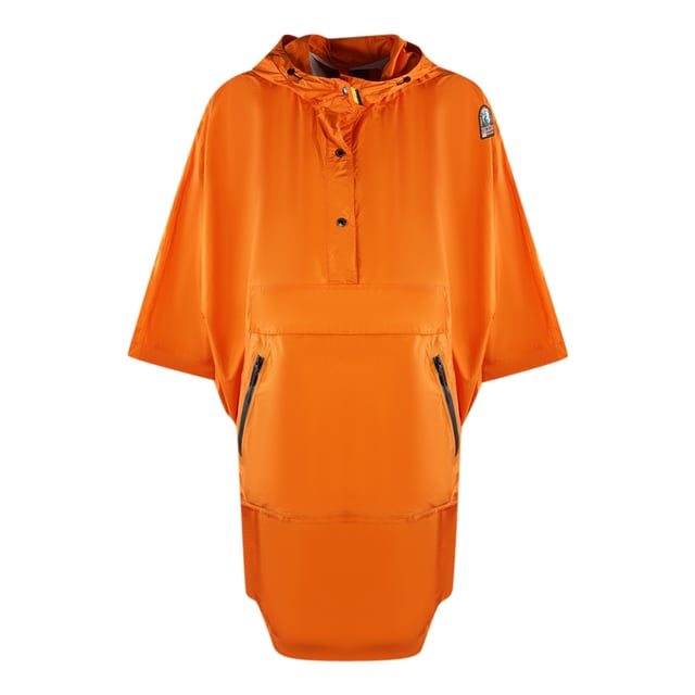 Parajumpers Angelou Marigold Orange Pullover Jacket. Stay warm and stylish in the Parajumpers orange Coat. This luxurious womens rain cape is a stunning orange. Don't sacrifice style for comfort - make a statement!. Upper Matierl: 100% Polyamide. Orange Coat. Pull-over. Style Code: Angelou 228