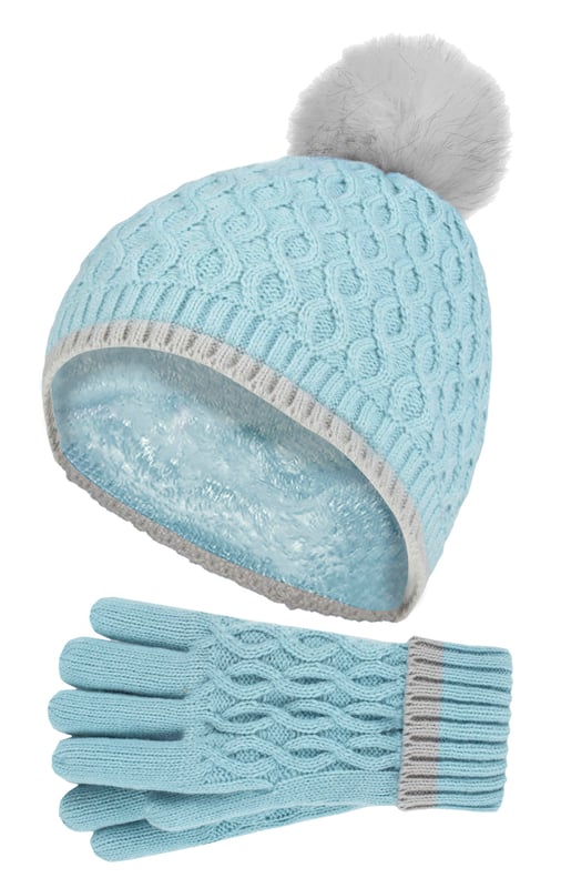 Girls bobble shop hat and gloves