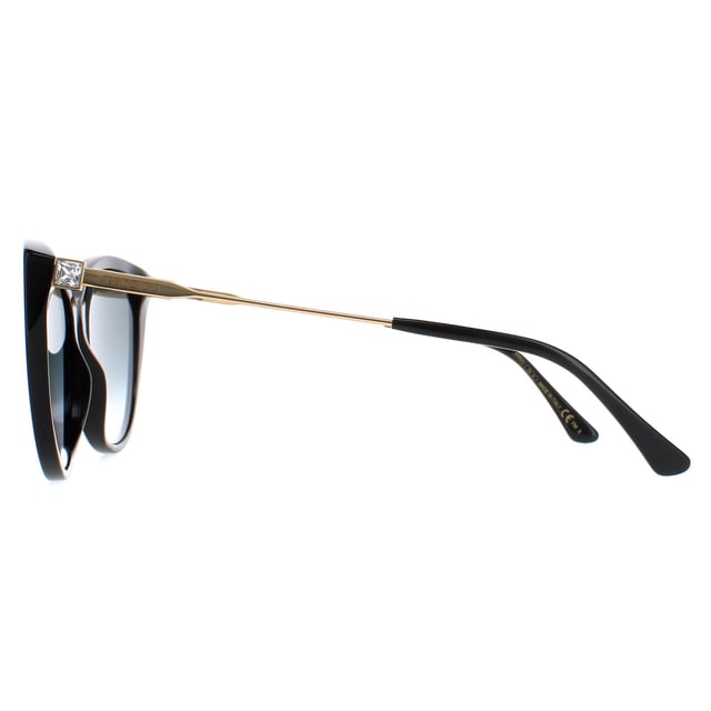 Jimmy Choo Cat Eye Womens Black Dark Grey Gradient RYM/S  Sunglasses are a classy cat eye frame, enhancing your facial features while providing optimal sun protection. The high-quality acetate material used in their construction ensure durability and comfort, making them the ideal companion for both everyday wear and special occasions. The Jimmy Choo logo features on the temples for brand authenticity.