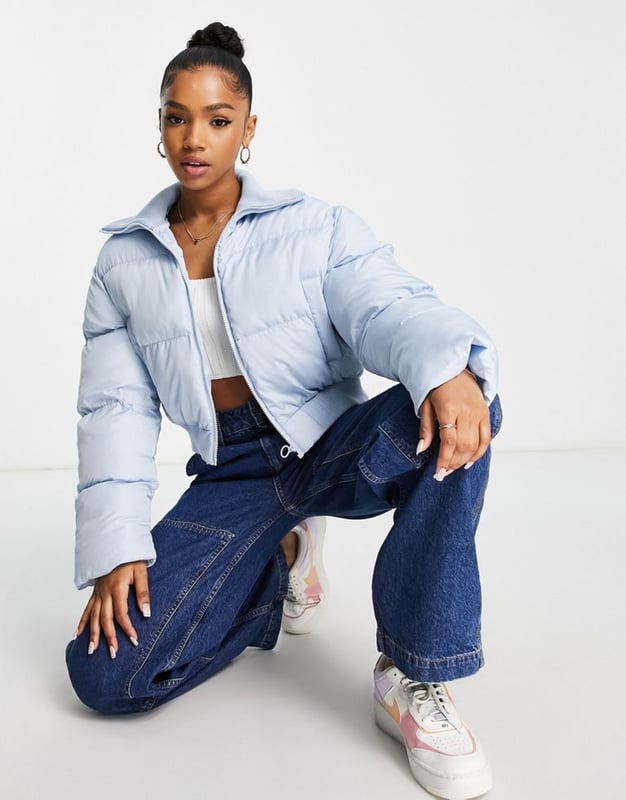Cropped light blue puffer jacket Clearance