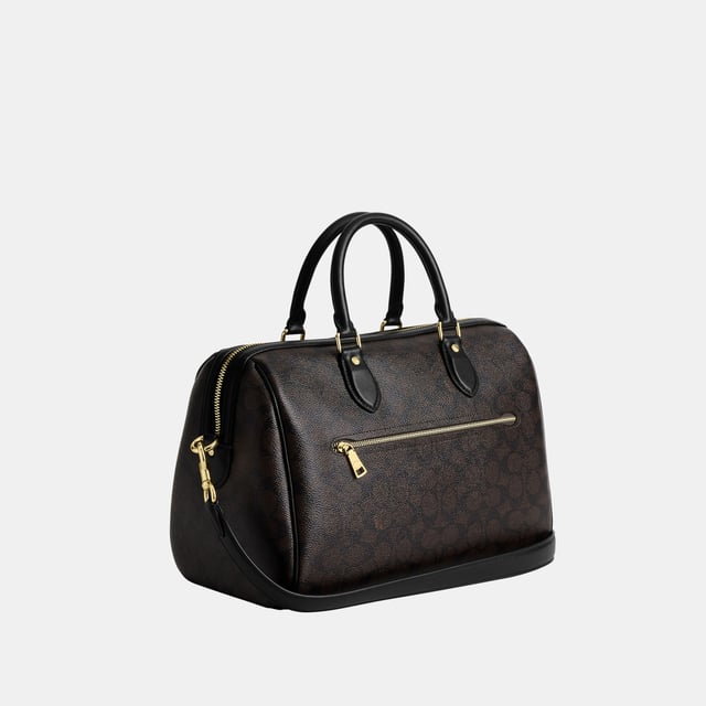 Rowan Large Satchel in Soft Signature Canvas, Inside snap and zip pockets, Outside zip pocket,  Length: 30.00 cm,  Width: 17.50 cm,  Height: 21.00 cm