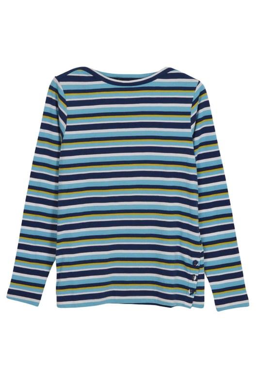 Do stripes ever go out of fashion? This gorgeous striped top with a beautiful boat neck and button detail to the side is a wardrobe winner for this season. This is such a simple top to co-ordinate with so many outfits; although we love pairing this with denim.
Fit: Classic, Sizing: As expected
