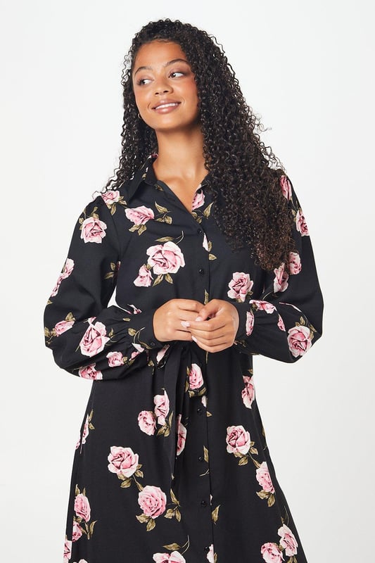 Floral tie waist shirtdress new arrivals