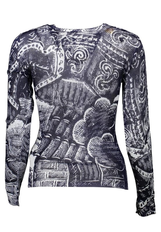 Blue Viscose Jeans & Pant
  Long-sleeved shirt
  Round neck
  Logo
  Designed for Women
Material: 100% Viscose