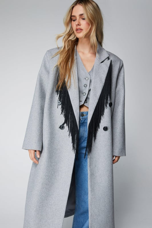 Open front wool blend coat store