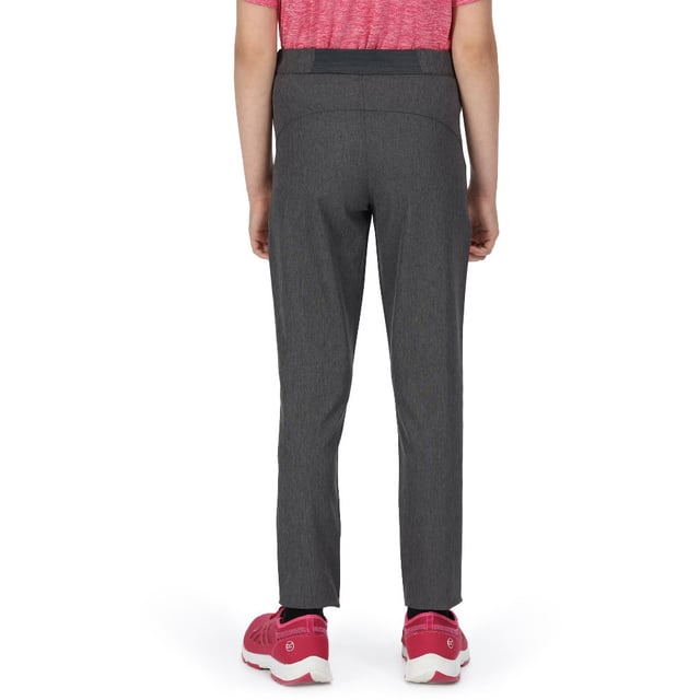 Regatta Boys Junior Pentre Active Stretch Durable Leggings ISOFLEX+ advanced stretch fabric - 100% polyester. ISOFLEX - Active stretch fabric - 94% polyester/6% elastane (marl option). Durable water repellent finish. Part elasticated waist. 2 zipped side pockets.