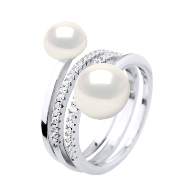 Ring DUO - 2 äkta sötvattenspärlor 7-8 och 9-10 mm - AAAA-kvalitet + - COLORI NATURLIG VIT - Beläggningsoxider av zirkonium - Justerbar från storlek 48 till storlek 62 - 925 tusendels rhodium - 2 års garanti mot tillverkningsfel - Levereras i ett presentationsfodral med ett äkthetsintyg och en internationell garanti - Alla våra smycken är tillverkade i Frankrike.