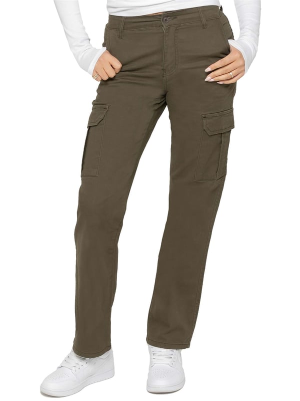 Los jeans cargo elásticos de mezclilla para mujer de Enzo cuentan con un diseño de pierna recta y ajuste regular. Tienen 2 bolsillos frontales diagonales, 2 bolsillos cargo laterales con cierre de velcro y 2 bolsillos traseros para mayor comodidad. Los jeans tienen cierre de cremallera y son perfectos tanto para uso casual como para ropa de trabajo.