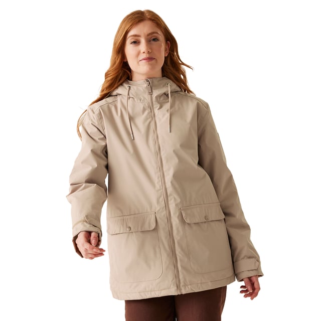 100% Polyester. Fabric: Hydrafort. Design: Plain. Fabric Technology: DWR Finish, Insulating, Quick Dry, Thermo-Guard, Waterproof, Windproof. Cuff: Adjustable, Snap Fastening. Faux Fur Back Panel, Taped Seams. Neckline: Hooded, Standing Collar. Sleeve-Type: Long-Sleeved. Hood Features: Drawcord, Faux Fur, Grown On Hood. Pockets: 2 Lower Pockets, Patch, Snap Fastening, 1 Internal Pocket. Fastening: Popper, Stormflap, Zip. Sustainability: Made from Recycled Materials. 8 UK: 32 in. 10 UK: 34 in. 12 UK: 36 in. 14 UK: 38 in. 20 UK: 45 in. 22 UK: 48 in. 24 UK: 50 in. 26 UK: 52 in. 18 UK: 43 in. 16 UK: 40 in.
