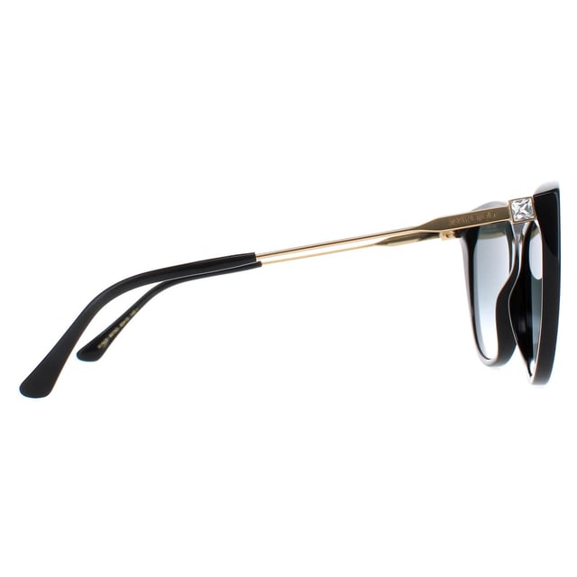 Jimmy Choo Cat Eye Womens Black Dark Grey Gradient RYM/S  Sunglasses are a classy cat eye frame, enhancing your facial features while providing optimal sun protection. The high-quality acetate material used in their construction ensure durability and comfort, making them the ideal companion for both everyday wear and special occasions. The Jimmy Choo logo features on the temples for brand authenticity.