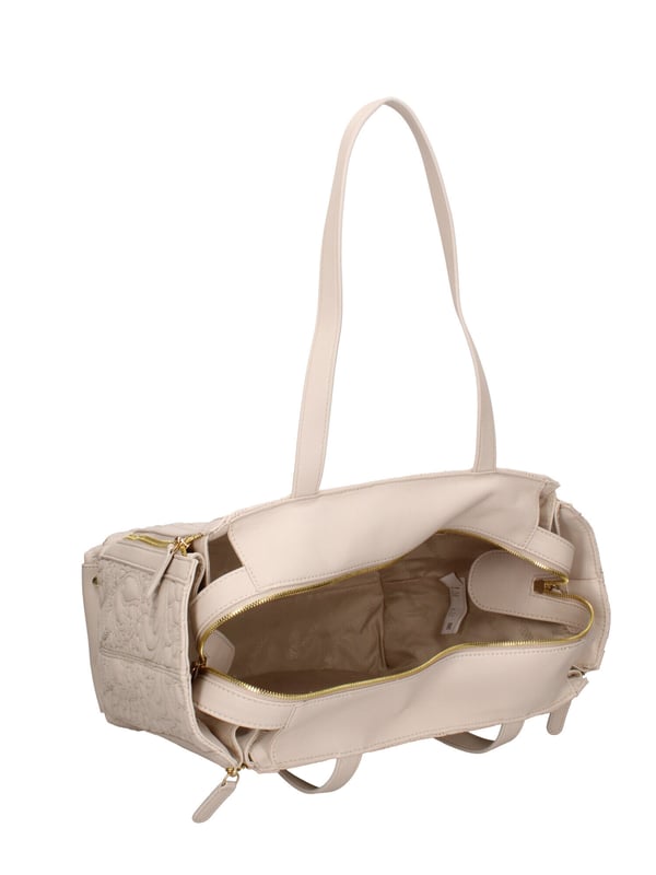 Bolso bandolera para mujer. El cierre es con cremallera. Los bolsillos internos son uno con cremallera y dos abiertos. Los bolsillos externos están ausentes. Falta la correa para el hombro. El mango es de ecopiel. Hay un compartimento interno. El material exterior es 100% Poliuretano. Internamente es 100% Poliéster. Medidas: 45x27x15 cm. Producto de moda