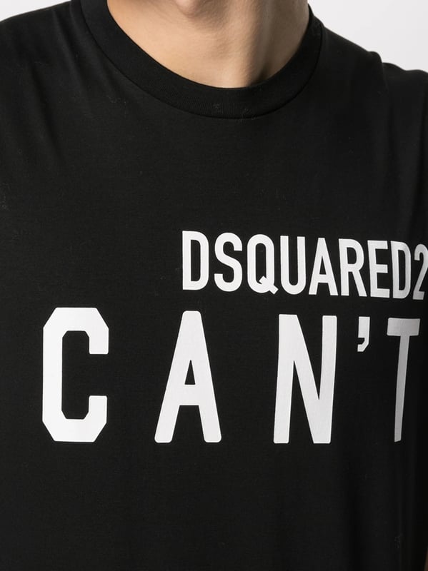 【美品】DSQUARED2 ロゴプリント黒色Tシャツ “I CAN’T” Dsquared2 I Can't Logo Printed T-Shirt in Black