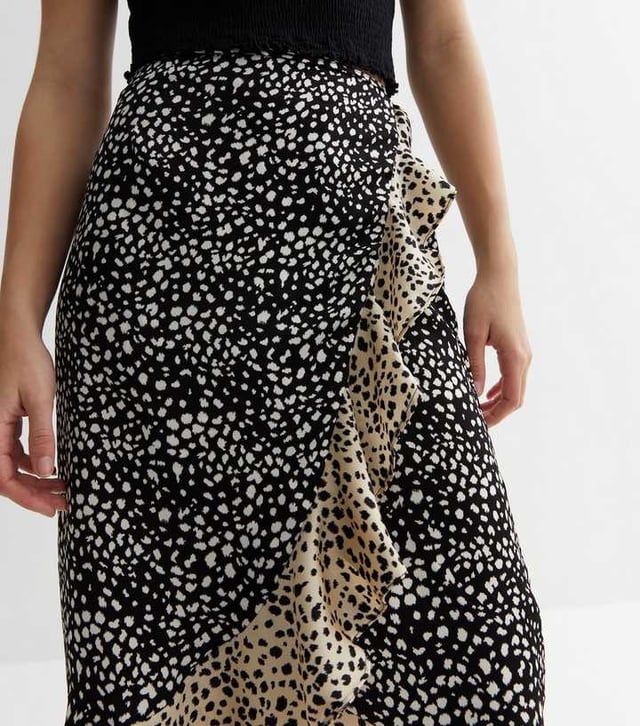 Leopard print wrap frill skirt shop