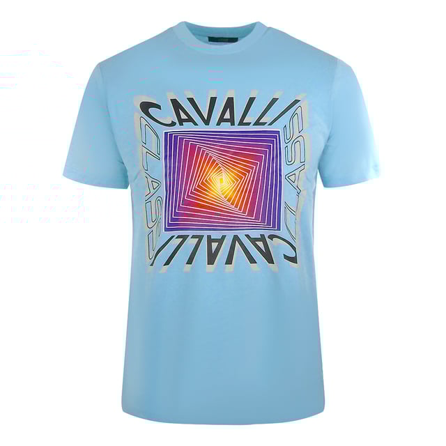 Stay stylish and confident with this Cavalli Class Box Logo Light Blue T-Shirt. Featuring a Asymmetric Design, this comfortable top will show off your unique sense of style and leave an unforgettable impression! Crew Neck, Short Sleeves 100% Cotton Regular Fit, Fits True To Size Style Code: SXT60E JD060 05048