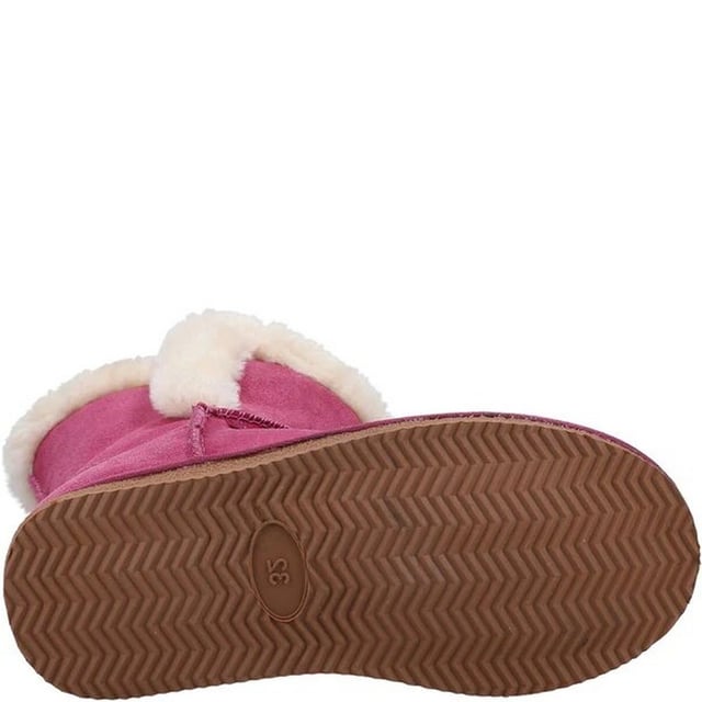 Upper: Suede. Lining: Faux Fur. Outsole: Flexible, TPR. Hardwearing, Lightweight. Flat. Design: Label, Logo, Plain. Fastening: Slip-on. Style: Standard/Classic.