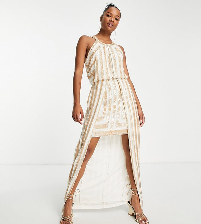 Mini dress with maxi overlay online
