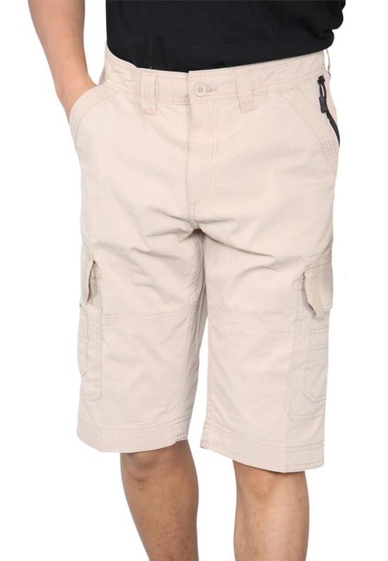 Cargoshorts voor heren Sneldrogende stretchshorts met meerdere zakken. - Beschikt over lichte stretch aan de tailleband. - Sneldrogend materiaal, knip- en naaiontwerp. Ontwerp met 9 zakken wordt geleverd met een speciaal vak voor een mobiele telefoon aan de linkerkant, beveiligd met ritssluiting, 2 voorzakken met extra stoffen stiksels, 2 zijzakken met klittenbandsluiting en boven zijzakken zijn er 2 kleine zakken. - 2 achterzakken met klittenbandsluiting. Ritssluiting, knoopsluiting. - Binnenbeenlengte 13". Gemaakt van duurzame, sneldrogende, hoogwaardige en elastische katoenmixstof. - Ideaal voor elke buitenactiviteit en dagelijks gebruik.