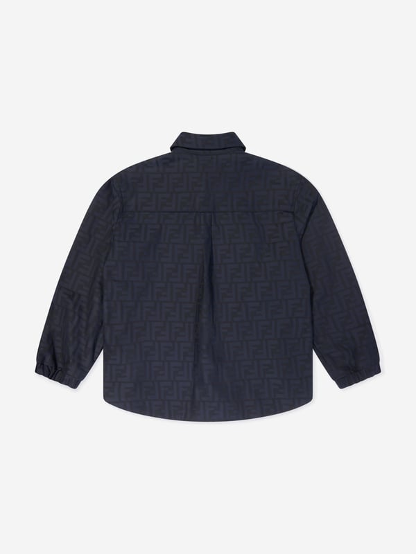 Fendi embody high quality craftsmanship designs with refined elegance. This unisex navy blue FF shirt amplifies the luxury Italian label's preference for hypnotic monogramming. Crafted in dark blue cotton jacquard with pockets and all-over tone-on-tone FF logo detail. They will look and feel divine.  Made In Italy 100% Cotton Embroidery: 100% Polyester