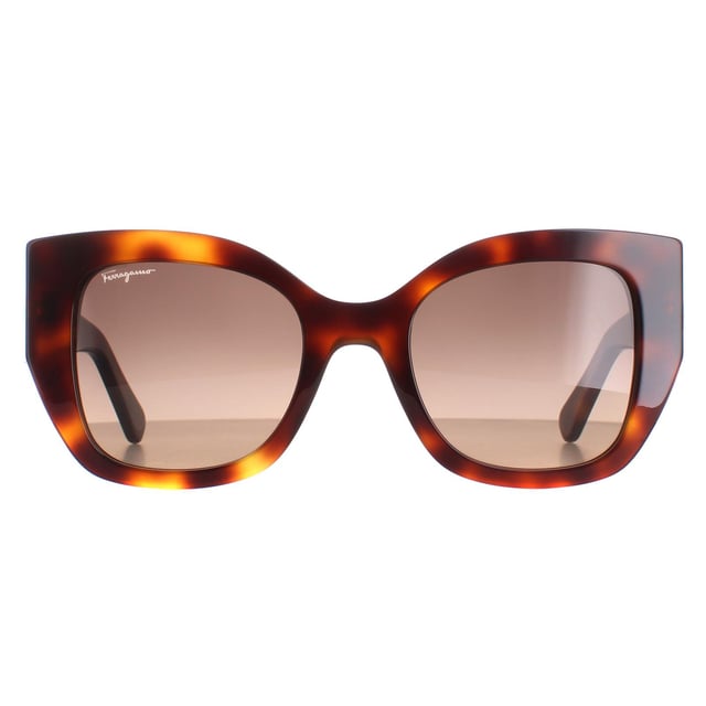 Salvatore Ferragamo SF1045S 238 klassieke tortoise bruine zonnebril met kleurverloop is een modieus vierkant montuur gemaakt van lichtgewicht acetaat. Het iconische Salvatore Ferragamo-logo is subtiel gegraveerd op de poten en laat de kenmerkende touch van het merk zien.