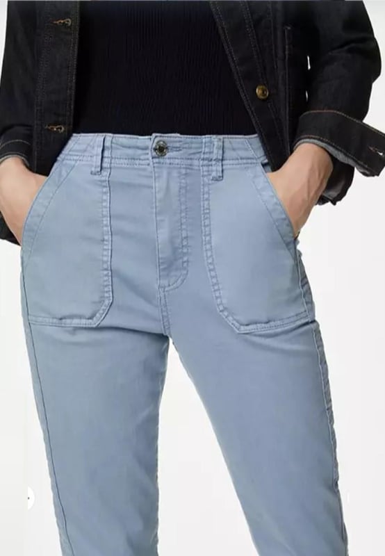M&S Collection Ladies Cotton Blend Slim Fit Ankle Grazer Joggers Sky Blue