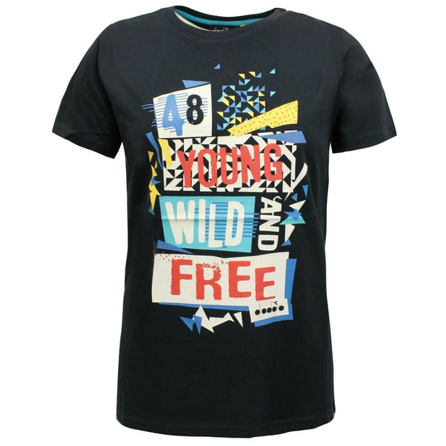 Diadora Boys Camiseta gráfica de manga corta Top Navy 102 171276 60063 A76B
