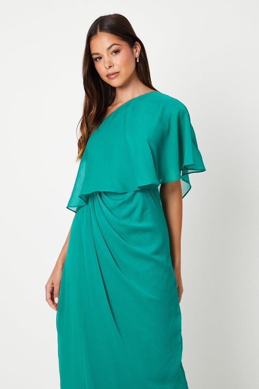 Chiffon cape detail maxi dress sales