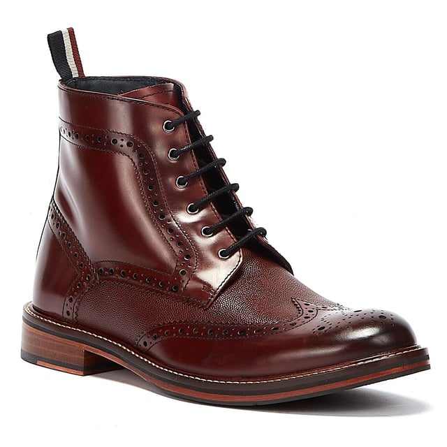 Ben Sherman Alfred Brogue Mens Burgundy Boots