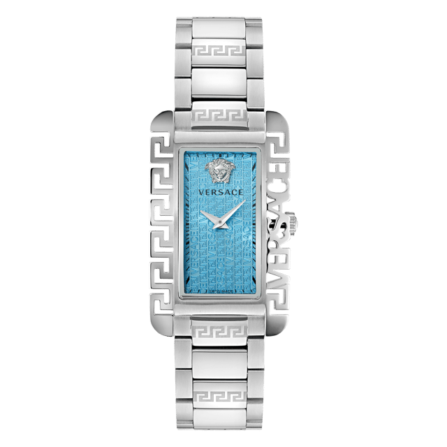 This Versace Versace Flair Gent Analogue Watch for Unisex is the perfect timepiece to wear or to gift. It's Silver  Rectangular case combined with the comfortable Silver Stainless steel watch band will ensure you enjoy this stunning timepiece without any compromise. Operated by a high quality Quartz movement and water resistant to 3 bars, your watch will keep ticking. This high quality watch is an incredible eye-catching Unisex watch. This Analogue watch has a has a Swiss Made Movement High quality 20 cm length and 18 mm width Silver Stainless steel strap with a Deployment clasp Case measurement: 27 X 45 mm,case thickness: 8 mm, case colour: Silver and dial colour: Blue