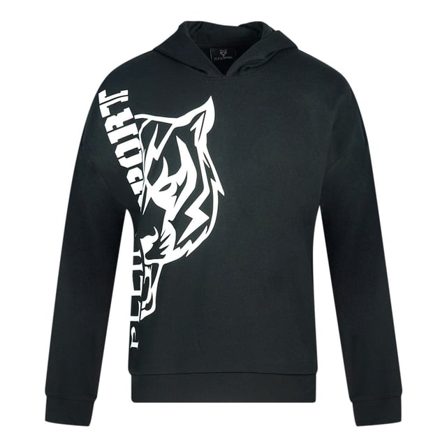 Sudadera con capucha Plein Sport zijlogo negro. Sudadera con capucha Philipp Plein Sport negra. 52% katoen, 48% poliéster. Grote Plein-branding aan de zijkant. Pasvorm normal, valt normal. Código de estilo: FIPSC1312 99