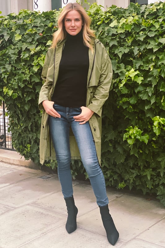 REASONS TO BUY: 

For those unpredictable weather days
Classic parka style, statement hi-shine finish
Hood &amp; storm flap to take on the rain
Drawstring waist to create shape
Contrast zip and patch pockets – it’s all about the details
The finishing touch for jeans, a jumper and boots
