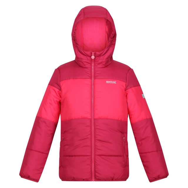Material: 100% Polyester. Filling: Heavyweight. Design: Contrast, Logo. Fabric Technology: DWR Finish, Heavyweight, Insulating, Thermo-Guard, Weather Resistant. Neckline: Hooded. Inner Zip Guard, Padded. Sleeve-Type: Long-Sleeved. Cuff: Stretch Binding. Hood Features: Elasticated, Grown On Hood. Pockets: 2 Side Pockets, Zip. Fastening: Full Zip. Hem: Stretch Binding. Please Note: Printed Name Label up to Age 8.