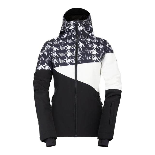 Material: Recycled. Lining: Recycled Polyester. Fabric: Stretch. Design: Contrast, Dogtooth, Printed. Fabric Technology: ARED 30/30, Breathable, DWR Finish, High Warmth, Insulating, Non-Restrictive, PFC Free, PFOA Free, PFOS Free, Showerproof, Waterproof. Cuff: Adjustable. Articulated Sleeve, Chin Guard, Gel Grip, Goggle Stash With Lens Wipe, Inner Sleeve Cuff, Padded, Scrim Back Panel, Snowskirt, Taped Seams. Neckline: Hooded. Sleeve-Type: Long-Sleeved. Hood Features: Adjustable, Grown On Hood. Pockets: Stow Pocket, Ski Pass Pocket, 2 Lower Pockets. Fastening: Full Zip, Inside Zip. Hem: Adjustable. 8 UK: 32 in. 12 UK: 36 in. 20 UK: 45 in. 18 UK: 43 in. 16 UK: 40 in.