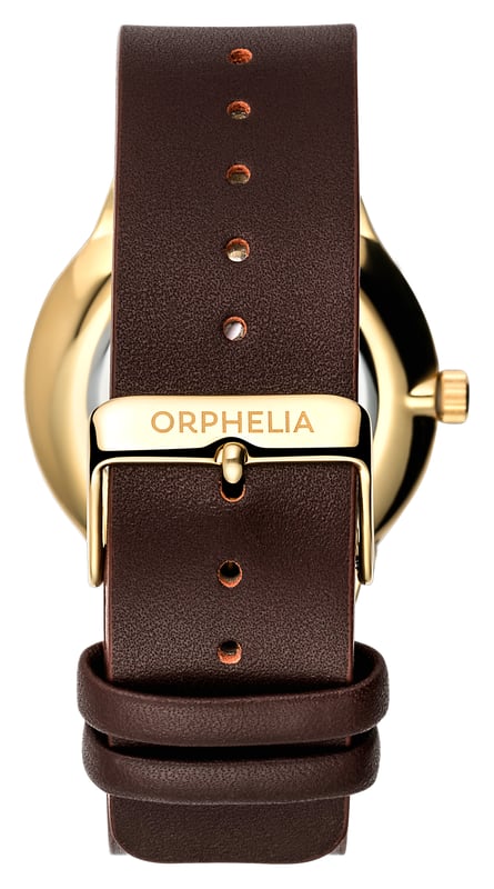 This Orphelia Serendipity Analogue Watch for Men is the perfect timepiece to wear or to gift. It's Gold 40 mm Round case combined with the comfortable Brown Leather watch band will ensure you enjoy this stunning timepiece without any compromise. Operated by a high quality Quartz movement and water resistant to 3 bars, your watch will keep ticking. GREAT DESIGN: This Orphelia Serendipity Analogue watch with a Miyota Japanese Quartz movement includs a date display and Luminous Hands. Orphelia High quality Leather strap gives you a very comfortable feeling. Charming for all occasions PREMIUM QUALITY: By using high-quality materials, Glass: Mineral Glass, Case material: Stainless steel, Bracelet material: Leather- Water resistant: 3 bars COMPACT SIZE: Case diameter: 40 mm, Height: 7 mm, Strap- Length: 23 cm, Width: 22 mm. Due to this practical handy size, the watch is absolutely for everyday use-Weight: 45 g