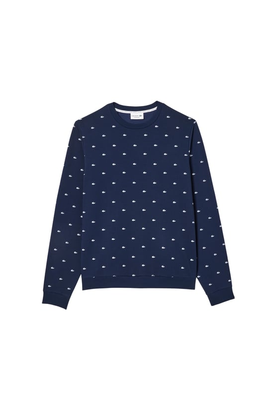 Warm, comfortable and cosy: this cotton fleece sweatshirt will keep you well dressed indoors and out. The round neckline, sleeves and hem are finished with ribbed cuffs. The all-over crocodile print makes this shirt a visual highlight in your closet.