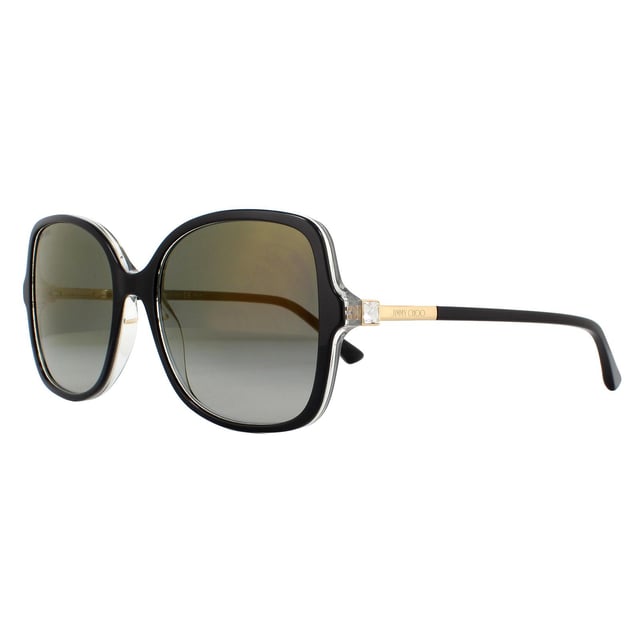 Jimmy Choo Sunglasses JUDY/S 807 FQ Black Transparent Grey Gradient Gold Mirror are an oversized and elegant butterfly style with super slim temples embellished with the Jimmy Choo logo ..