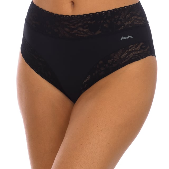 Weiche Spitzenhöschen der Marke Janira.
 Elastischer Bund, eng anliegend ohne Abdrücke zu hinterlassen.
 Hohe Taille und Shaper-Stil.
 Stickerei im Blumenstil auf der Vorderseite.
 Hochwertige Rohmaterialien.
 Die Nähte sind im Ton gehalten.
 Zusammensetzung: 85% Polyamid, 15%Elastan
 Pflegehinweise:
Waschen bei einer Temperatur von maximal 30º.
 -Keine Bleiche verwenden.
 -Kein Bügeleisen verwenden.
 -Keinen Trockner verwenden.
 -Nicht chemisch reinigen.