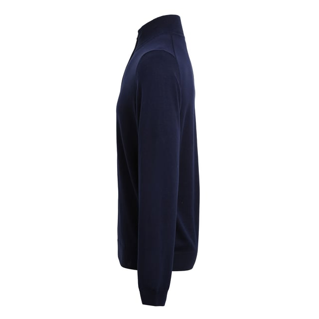 Material: 55% Cotton, 45% Acrylic. Fabric: 12 Gauge, Knitted, Soft Touch. Design: Plain. Hem: Ribbed. Sleeve-Type: Long-Sleeved. Cuff: Ribbed. Neckline: Ribbed Collar, Zip Neck. Set-In Sleeves. Fastening: 1/4. Sustainability: Amfori, BSCI, REACH, Sedex, WRAP Certified. Easy-Care. Suitable for: Embroidery.