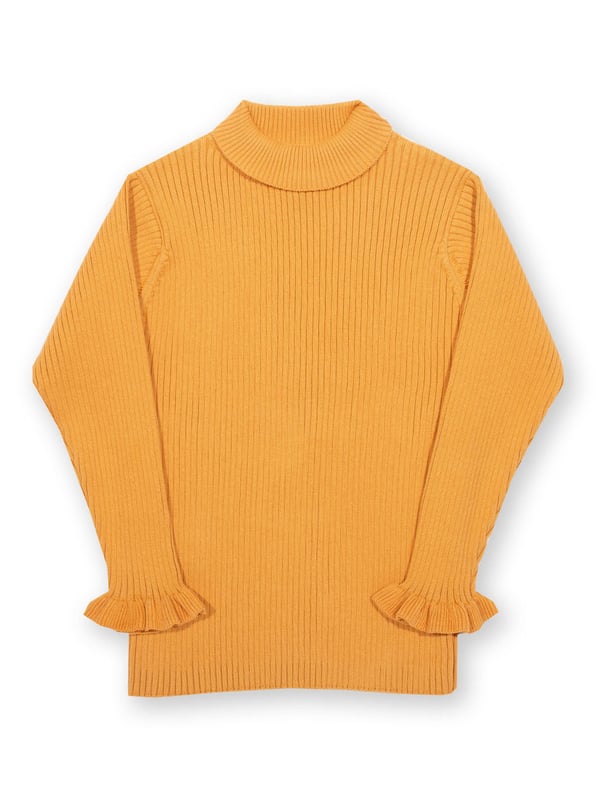 Enjoy all the practicality of a top plus the warmth and comfort of a jumper with this choice. Featuring a gorgeous butterscotch rib knit, roll neck and frill cuff detail, this piece of organic knitwear goes perfectly with so many of Kite's skirts, dresses and more.