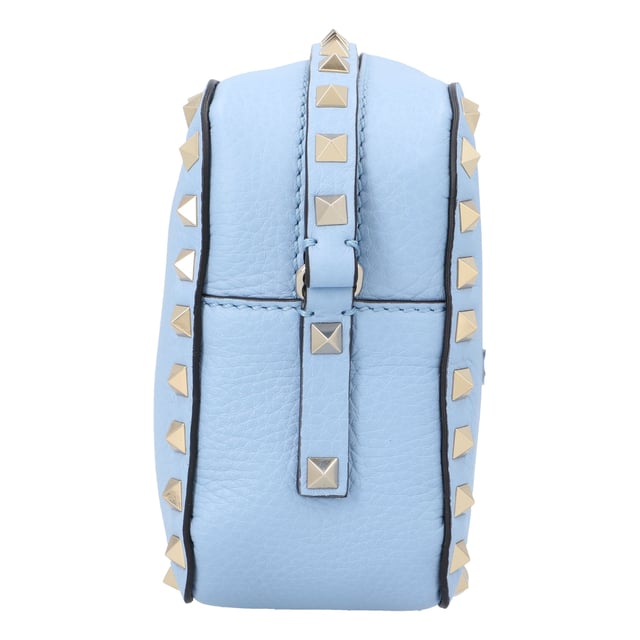 Rockstud rivets, gold-tone hardware, adjustable shoulder strap, gold-tone logo, top zip fastening.Width 21cmDepth 8cmHeight 14 cmMade in Italy