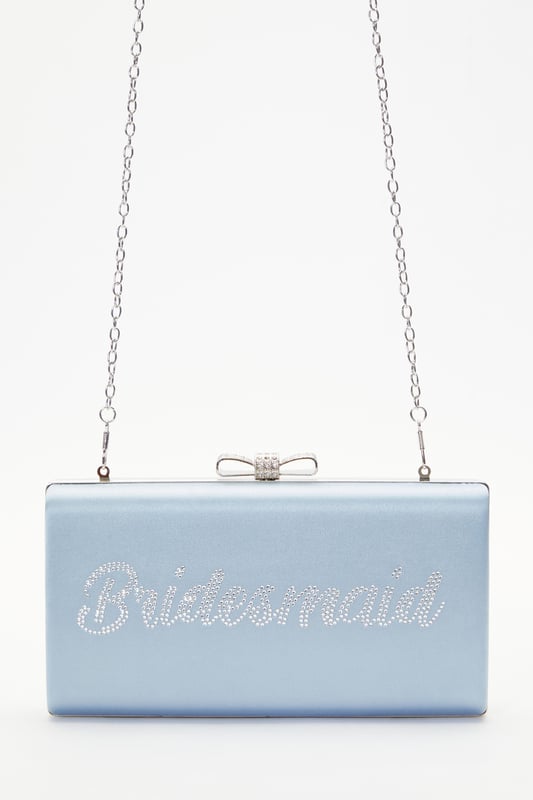 Blue diamante clutch bag deals