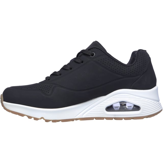 Classic air-cushioned comfort gets a fresh update in Skechers Street Uno - Stand on Air. This lace-up fashion style features a smooth perforated synthetic upper with an Air-Cooled Memory Foam insole, and a Skech-Air visible air-cushioned midsole.