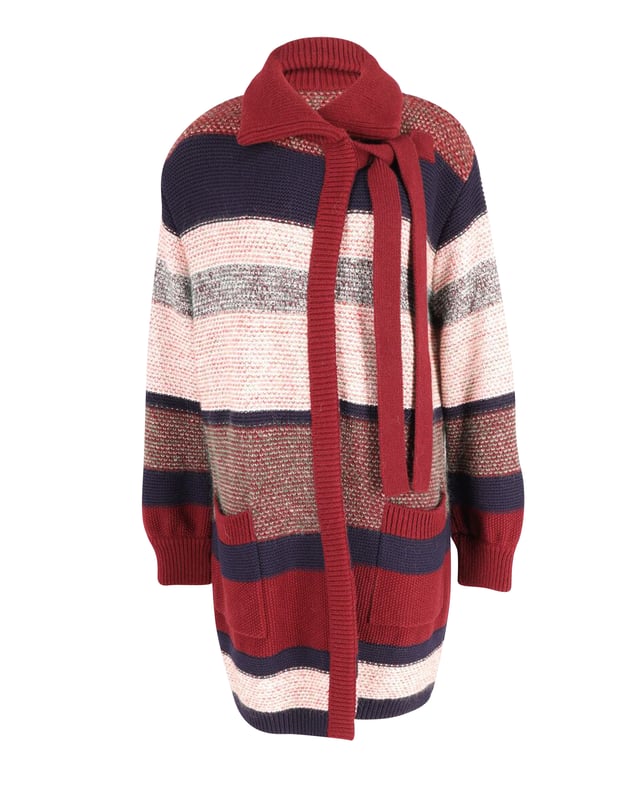 Chloe Striped Cardigan in Multicolor Mohair VINTAGE, RRP AS NEW
This stylish apparel is bound to be your favorite companion as you move out to face the chilly air during winters. This round-necked, tie-front cardigan in striped knitted fabric is highlighted with huge front pockets. Layer over your casual ensembles for a warm and stylish winter outfit.
Chloe Striped Cardigan in Multicolor Mohair
Sign of wear: No
Condition: excellent
Color: Multicolor print
Material: Mohair
Size: S/FR36/US4/IT40
SKU: 161115