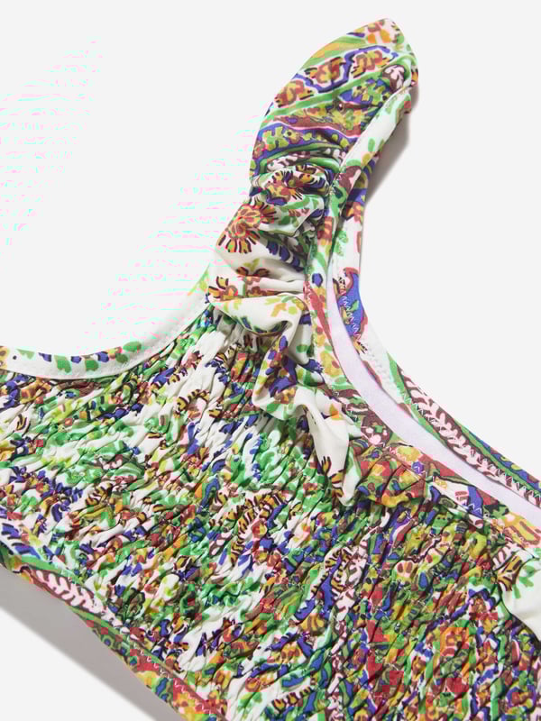 Introducing the Girls Floral Paisley Bikini in Multicolour from Etro, an essential for your child's Holiday fashion. This captivating piece fuses style and snugness, making it an indispensable addition to her wardrobe. Key attributes include:Made in Italy: Immaculately crafted in Italy, promising high-end quality for durability and longevity. Fashionable Print: Our enchanting print adds a whimsical yet classy flair, turning this bikini into a statement apparel.Soft  Comfy: Fabricated using superior materials, promising ultimate comfort for your princess's daily exploits. Enrich your girl's wardrobe with our Floral Paisley Bikini from Etro. Get yours now for your fashion-forward diva!