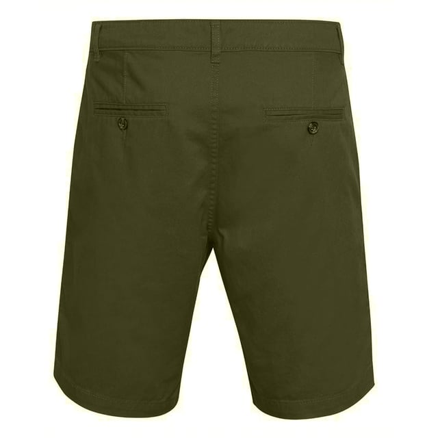Mens chino shorts with two front pockets and two back pockets with button fasteners.  Zip fly and button fastening to the front.  Soft finish fabric. Domestic wash at 40c. Fabric: 100% Cotton Twill. Size (ins): XS: 30, S: 32, M: 34, L: 36, XL: 38, 2XL: 40, 3XL: 42, 4XL: 44.