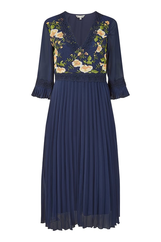 Framed in Florals Midi Shirt Dress in Navy with Multi Floral main image 1